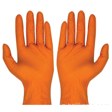 9インチオレンジ色のニトリル健康診断手袋